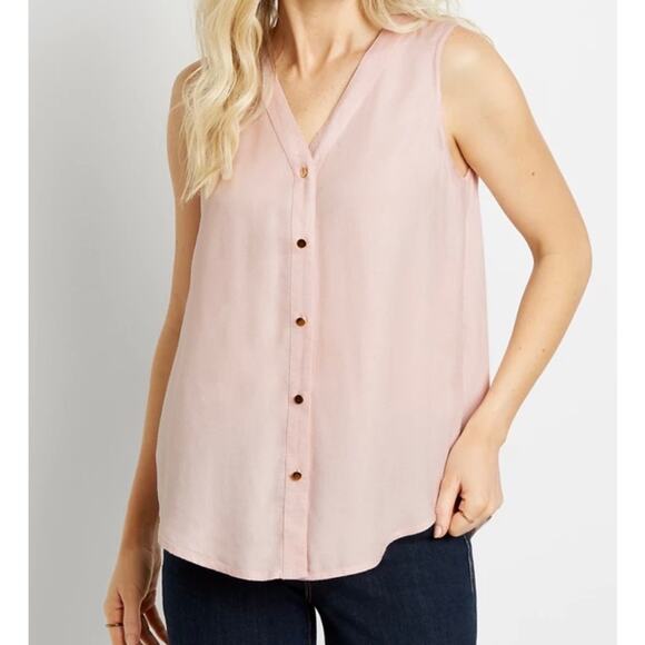 Maurice’s Women’s Pink Sleeveless Button Down Blouse Sz XL - Picture 1 of 7